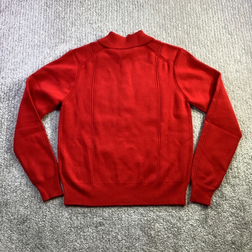 Maje Mizoly Red‎ Wool Blend Embroidered Polo Sweater Gold Buttons Size 1 NWT